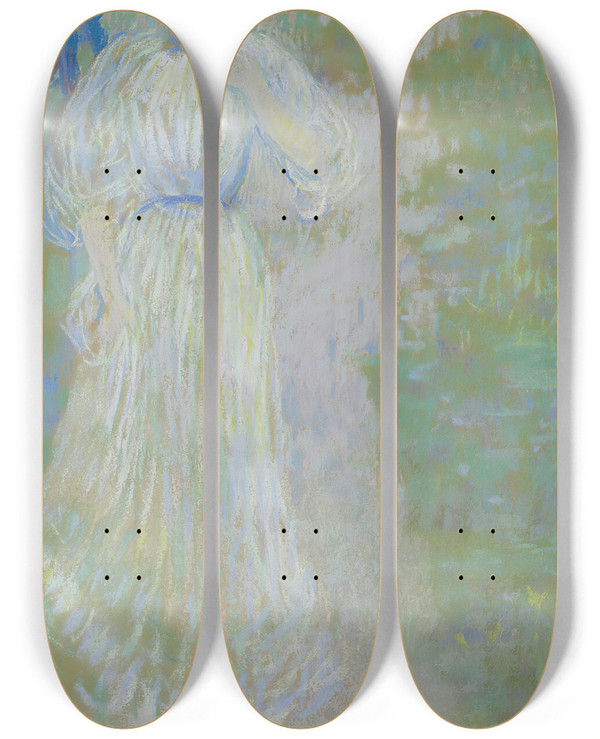 Triptych art skateboard deck of Maurice Prendergast Sunset Boston by Maurice Prendergast (1858-1924)
