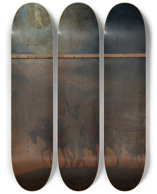 Triptych art skateboard deck of Hans Thoma Weihnachtstriptychon Zug Der Heiligen 3 Knige by Hans Thoma (1839-1924)