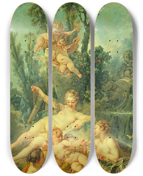 Triptych art skateboard deck of Franois Boucher Cupid A Captive by Francois Boucher (1703-1770)