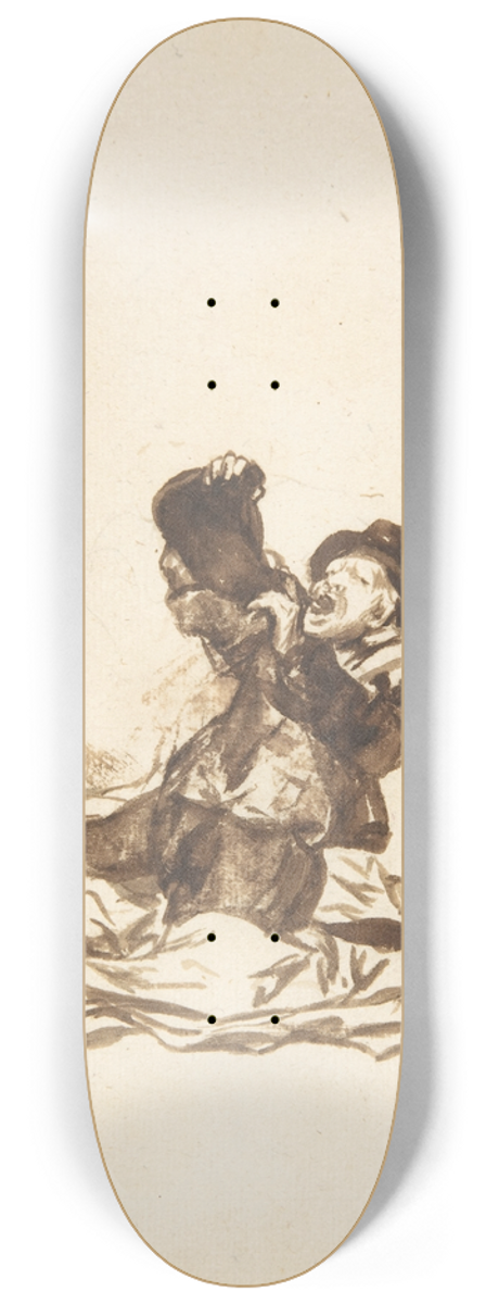 Francisco de Goya - A man on the ground drinking from a wine skin 8.25 inch art skate deck