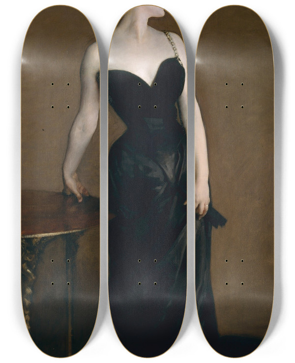 Triptych art skateboard deck of John Singer Sargent Madame X Madame Pierre Gautreau_1 by John Singer Sargent (1856-1925)