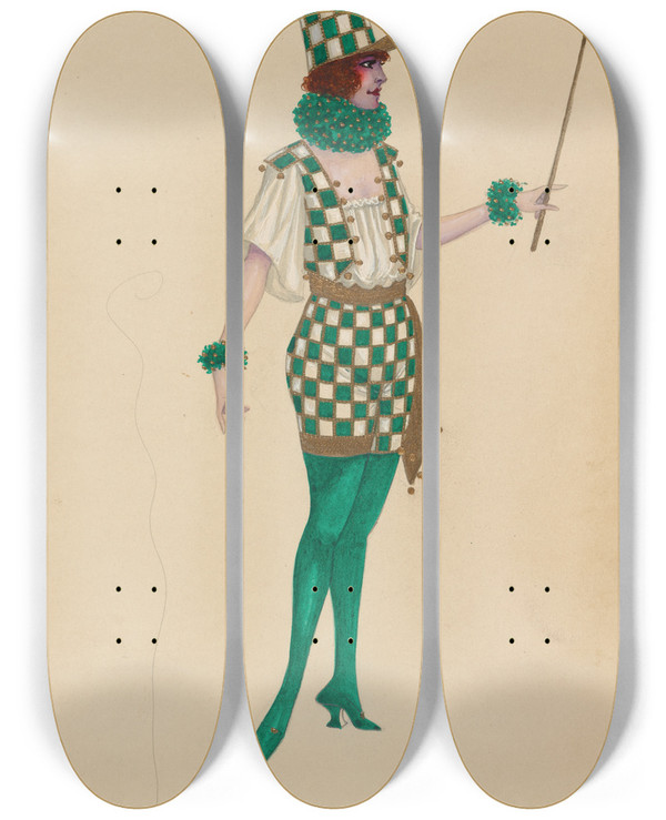Triptych art skateboard deck of Will R Barnes 1Greenboys by Will R Barnes (1939)