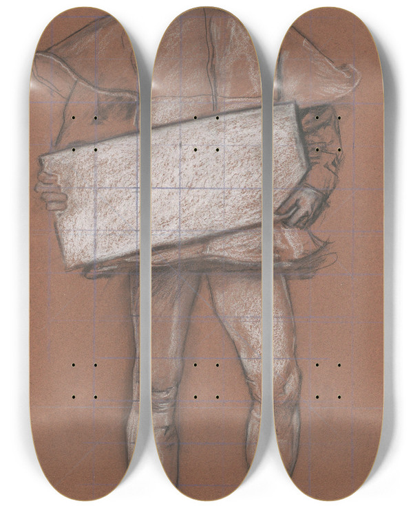 Triptych art skateboard deck of Edwin Austin Abbey Figure Study Man In Medievalcostume by Edwin Austin Abbey (1852-1911)