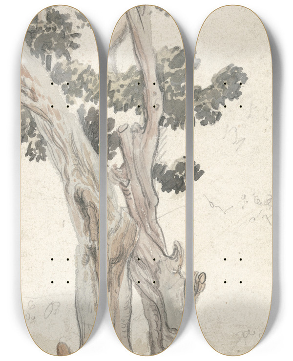 Triptych art skateboard deck of James Ward Study Of A Tree by James Ward (1769-1859)