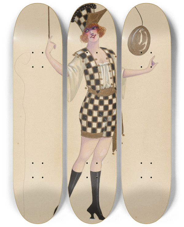 Triptych art skateboard deck of Will R Barnes 13Blackboys by Will R Barnes (1939)