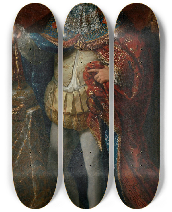 Triptych art skateboard deck of Giovanni Panealbo Portait Of Carlo Emanuele Ii by Giovanni Panealbo (1742-1815)