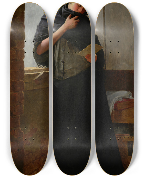 Triptych art skateboard deck of Almeida Jnior Saudade Longing by Almeida Junior (1850-1899)