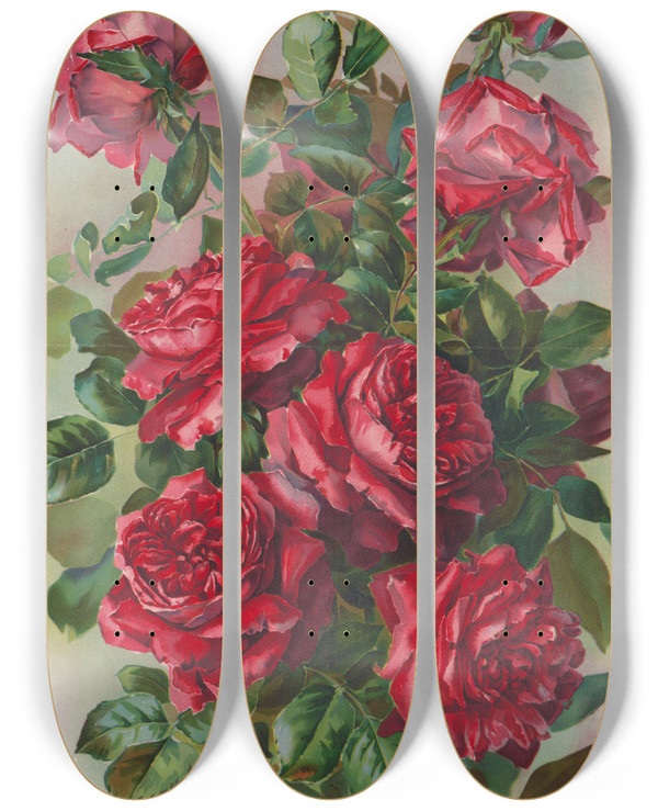 Triptych art skateboard deck of Gray Litho Co First Prize American Beauties by Gray Litho Co (19-20-)