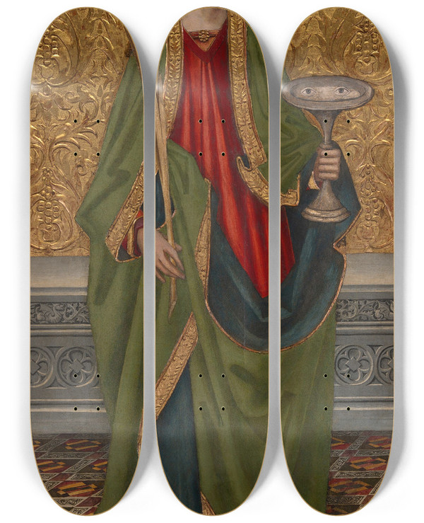 Triptych art skateboard deck of Workshop Of Raphael Vergos Saint Lucy by Workshop Of Raphael Vergos (1439-1503)