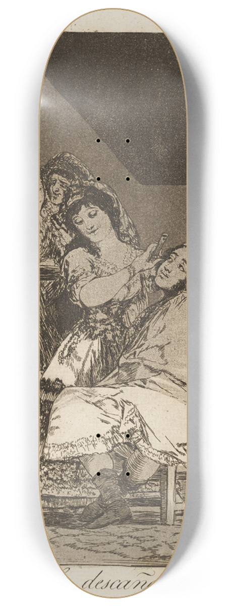 Francisco de Goya - Le descaona. (She fleeces him.) 8.25 inch art skate deck