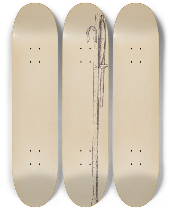 Triptych art skateboard deck of Irene Lawson Rush And Candle Stand_3 by Irene Lawson