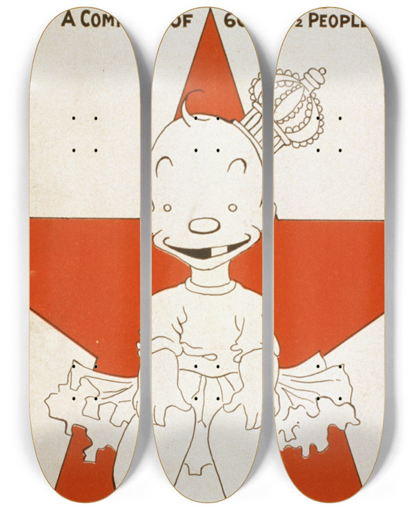 Triptych art skateboard deck of George Mcmanus The Newlyweds And Their Baby_2 by George Mcmanus (1884-1954)
