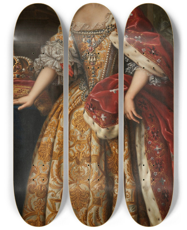 Triptych art skateboard deck of Giovanni Panealbo Portait Of Anne Marie Dorlans by Giovanni Panealbo (1742-1815)