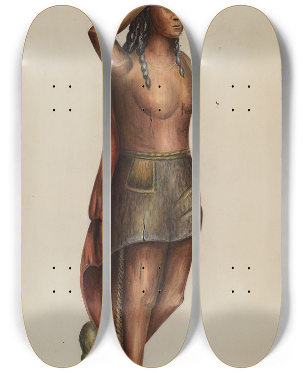 Triptych art skateboard deck of Charles Bowman Cigar Store Indian_2 by Charles Bowman