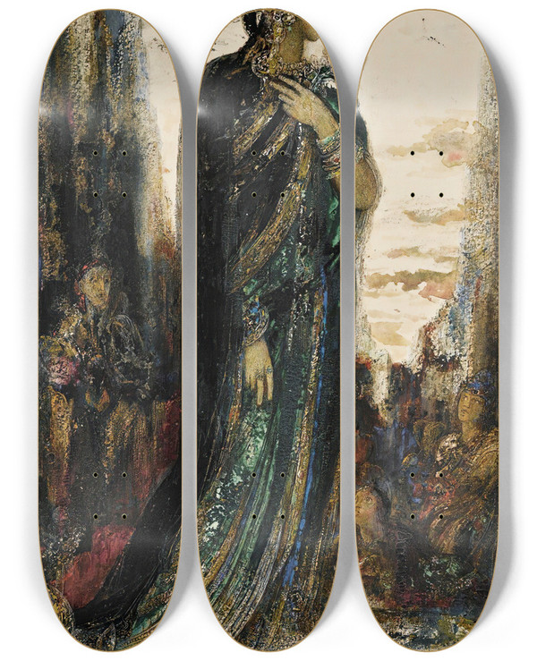 Triptych art skateboard deck of Gustave Moreau Hlne by Gustave Moreau (1826-1898)
