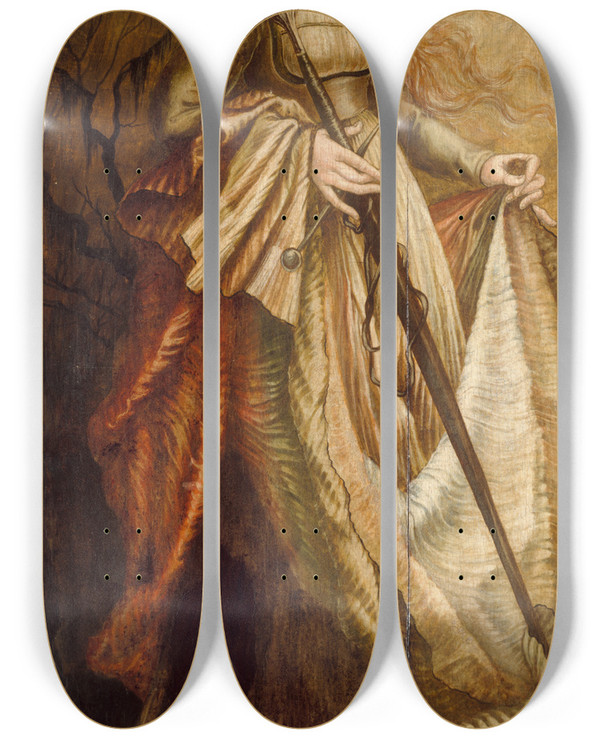 Triptych art skateboard deck of Matthias Grnewald St Catherine by Matthias Grunewald (1480-1528)