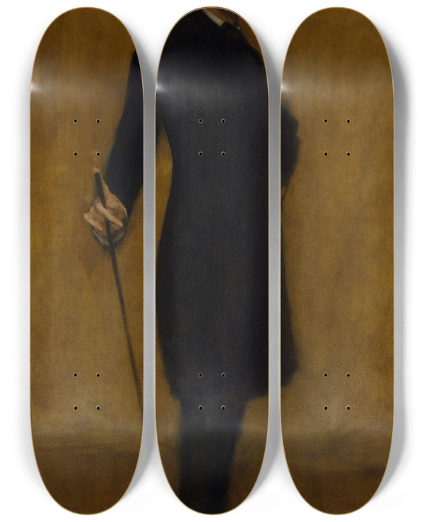 Triptych art skateboard deck of William Merritt Chase James Abbott Mcneill Whistler by William Merritt Chase (1849-1916)