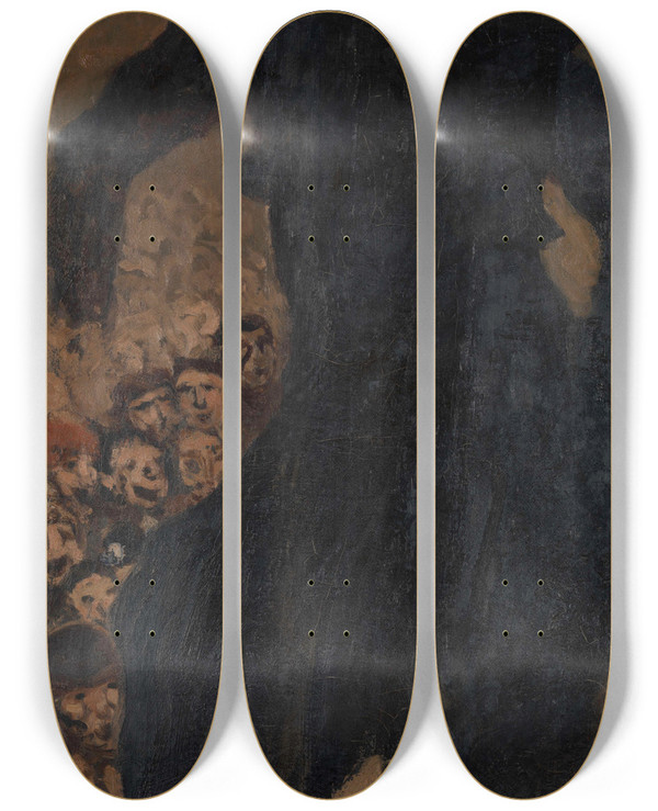 Triptych art skateboard deck of Henri Evenepoel De Hansworst by Henri Evenepoel (1872-1899)