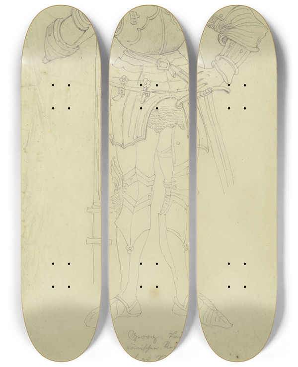 Triptych art skateboard deck of Philipp Winterwerb Georg Von Waldburg by Philipp Winterwerb (1837-1873)