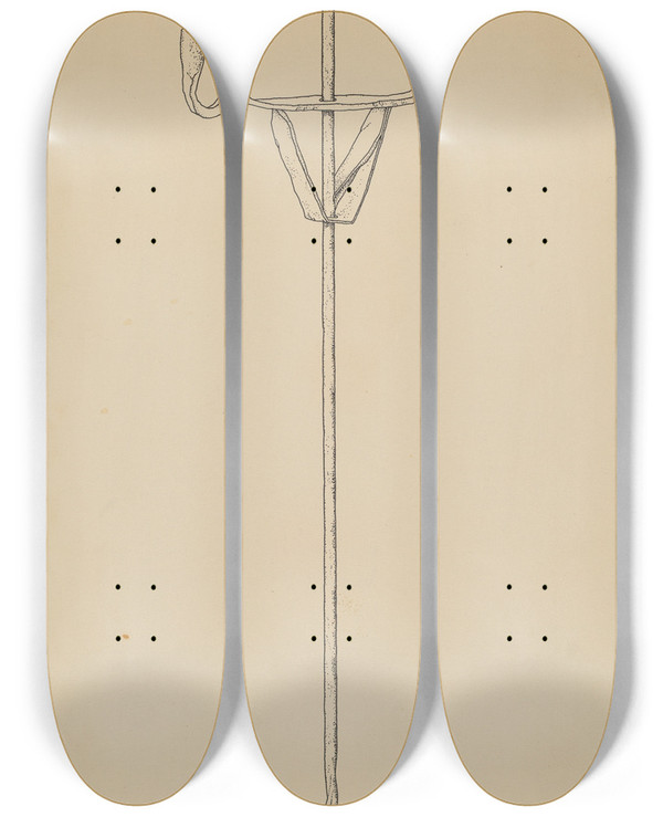 Triptych art skateboard deck of Irene Lawson Rush And Candle Stand_7 by Irene Lawson