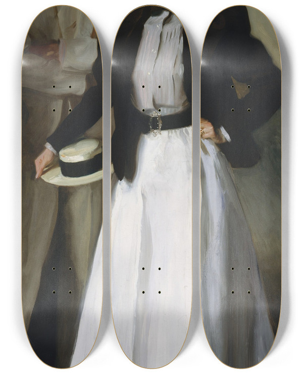 Triptych art skateboard deck of John Singer Sargent Mr And Mrs I N Phelps Stokes by John Singer Sargent (1856-1925)