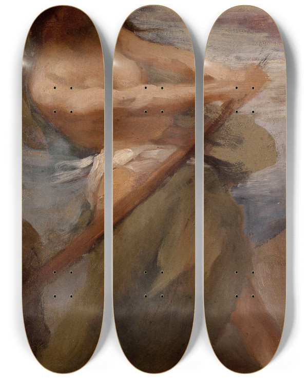 Triptych art skateboard deck of Armand Berton Leau by Armand Berton (1854-1927)