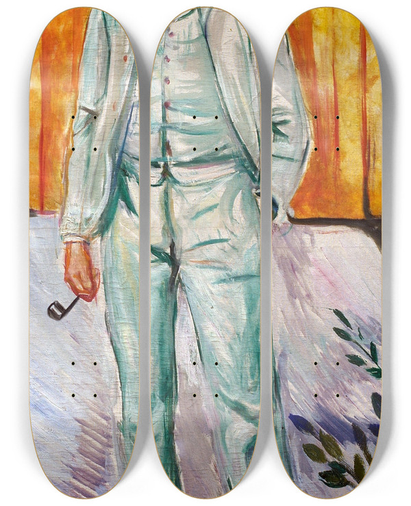 Triptych art skateboard deck of Edvard Munch Portrait Of The Painter Ludvig Karsten by Edvard Munch (1863-1944)