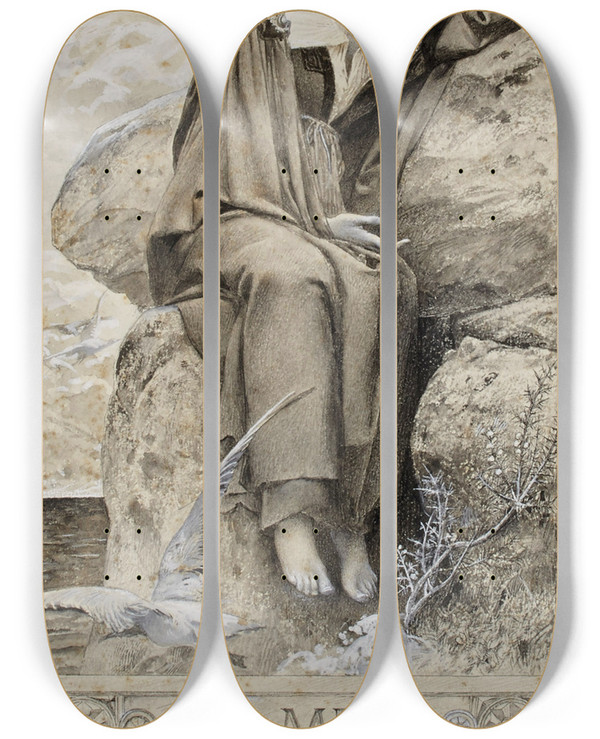Triptych art skateboard deck of Lucolivier Merson La Mer De Bretagne_2 by Luc-Olivier Merson (1846-1920)