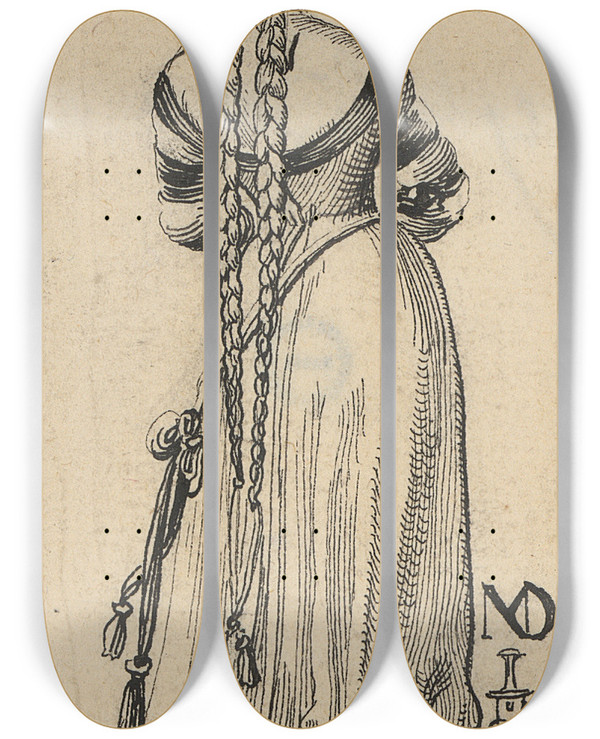Triptych art skateboard deck of Niklaus Manuel Tchterli by Niklaus Manuel (1484-1530)