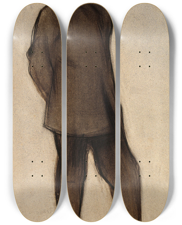 Triptych art skateboard deck of Ramn Casas Portrait Of Isidre Nonell by Ramon Casas (1866-1932)