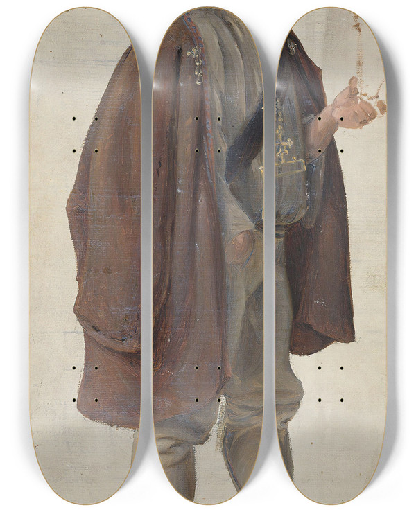 Triptych art skateboard deck of Adolph Tidemand German Farmer by Adolph Tidemand (1814-1876)