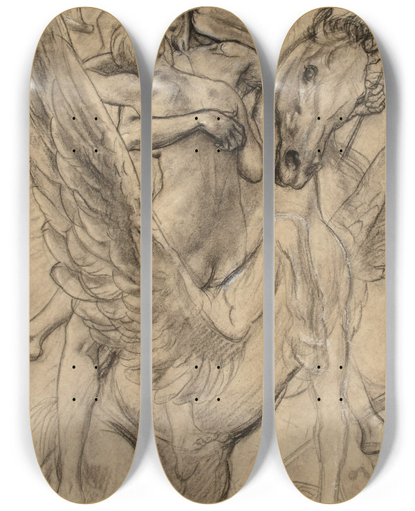 Triptych art skateboard deck of Lucolivier Merson Persee Andromede_1 by Luc-Olivier Merson (1846-1920)