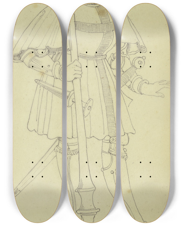 Triptych art skateboard deck of Philipp Winterwerb Ulrich Truchse Zu Waldburg by Philipp Winterwerb (1837-1873)