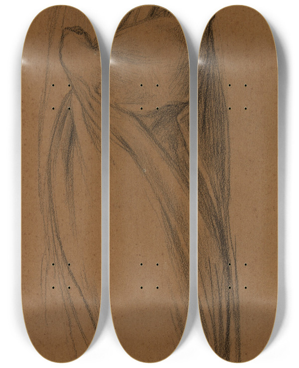 Triptych art skateboard deck of Pierre Puvis De Chavannes Femme Drape Debout De Face by Pierre Puvis De Chavannes (1824-1898)