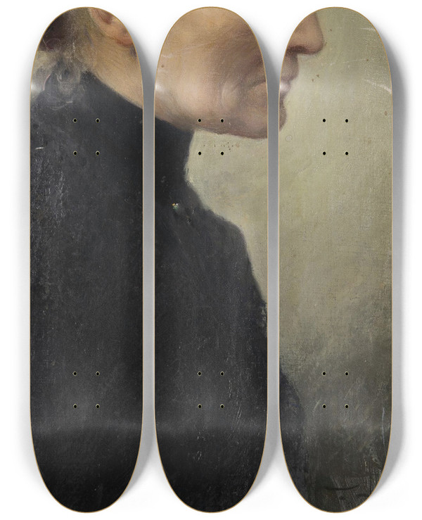 Triptych art skateboard deck of Frantisek Dvorak Portrait Of The Artists Mother by Frantisek Dvorak (1862-1927)