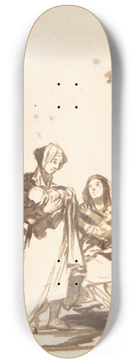 Francisco de Goya - Women and children near a cross 8.25 inch art skate deck