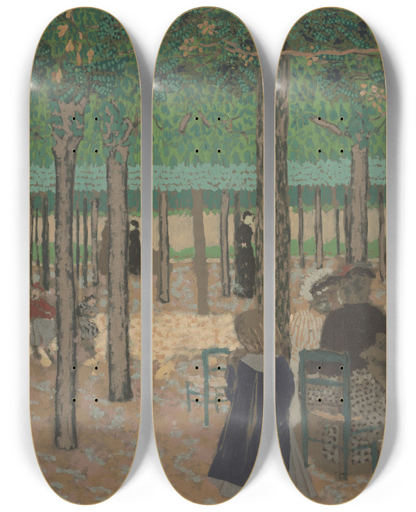 Triptych art skateboard deck of Douard Vuillard Under The Trees From The Public Gardens by douard Vuillard (1868-1940)