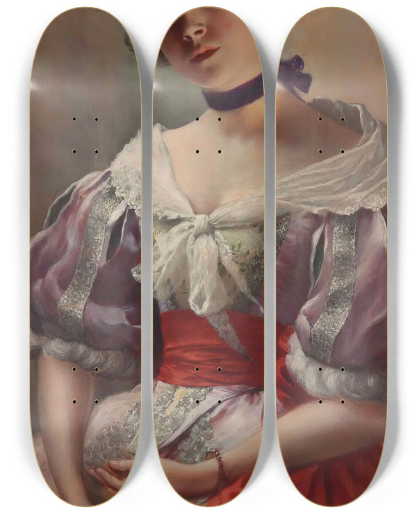 Triptych art skateboard deck of Wadysaw Czachrski Jeune Belle by Wladyslaw Czachorski (1850-1911)