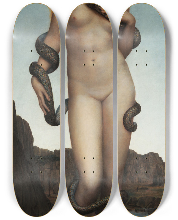 Triptych art skateboard deck of Evelyn De Morgan Cadmus And Harmonia by Evelyn De Morgan (1855-1919)