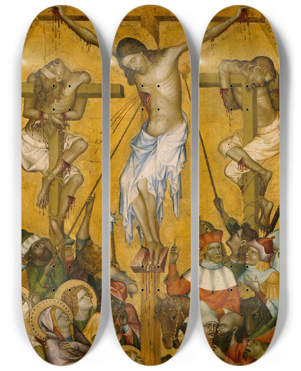 Triptych art skateboard deck of Master Of Vy Brod The Crucifixion Of Christ Kaufmann Crucifixion by Master of Vy Brod (14-)