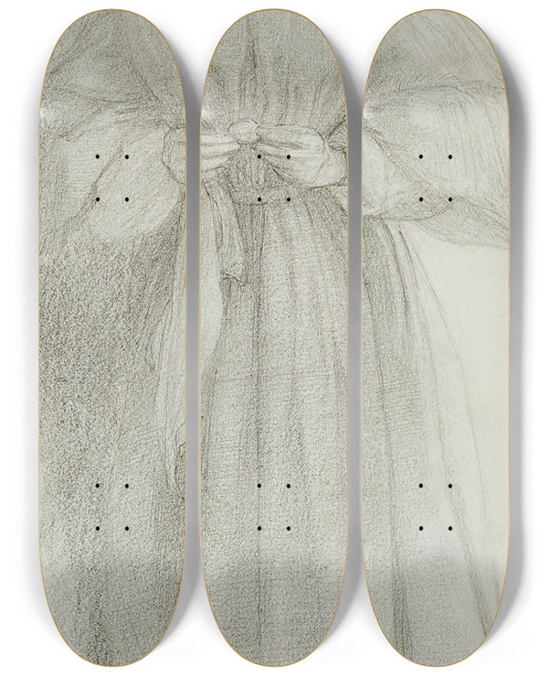 Triptych art skateboard deck of Dante Gabriel Rossetti Elizabeth Siddal Mrs Dante Gabriel Rossetti by Dante Gabriel Rossetti (1828-1882)