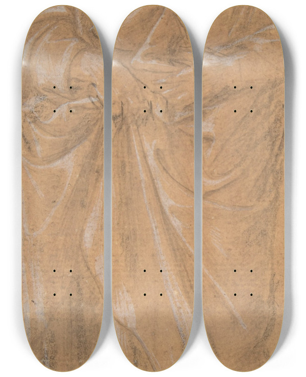 Triptych art skateboard deck of Filippino Lippi Standing Male Figure by Filippino Lippi (1457-1504)