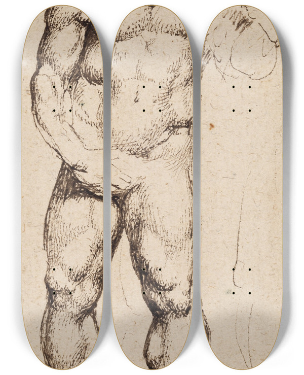 Triptych art skateboard deck of Peter Paul Rubens Hercules by Peter Paul Rubens (1577-1640)