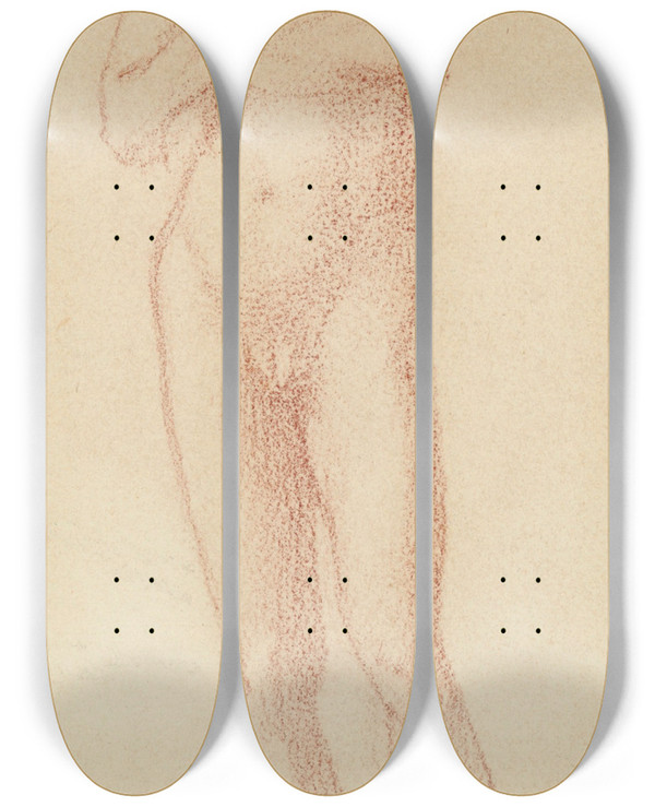 Triptych art skateboard deck of Sir Edward Coley Burnejones Study Of A Standing Male Nude by Sir Edward Coley Burne-Jones (1833-1898)