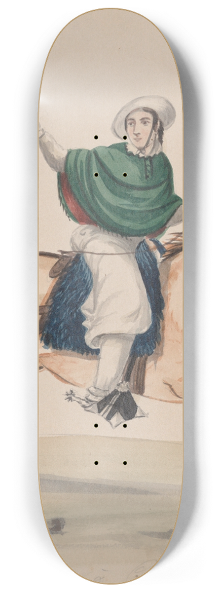 Francisco Fierro - An elegantly dressed woman on horseback 8.25 inch art skate deck