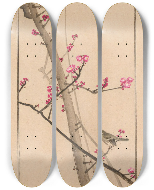 Triptych art skateboard deck of Nanbara Sakujir Shubi Gakan Pl15 by Nanbara Sakujiro (1889)