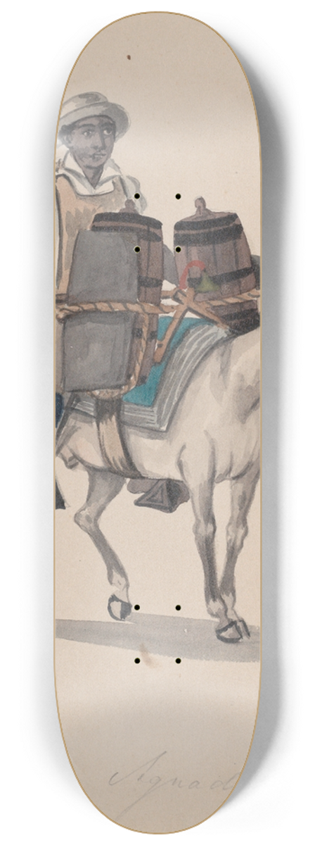 Francisco Fierro - A watercarrier riding a donkey 8.25 inch art skate deck