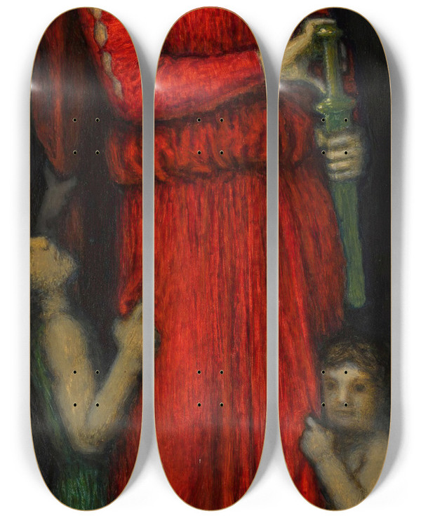 Triptych art skateboard deck of Franz Von Stuck Medea by Franz Von Stuck (1863-1928)
