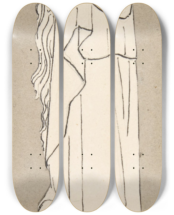 Triptych art skateboard deck of After John Flaxman Design For Large Fireplace White Tiles Produced In Wedgwoods Factory_2 by After John Flaxman (1755-1826)