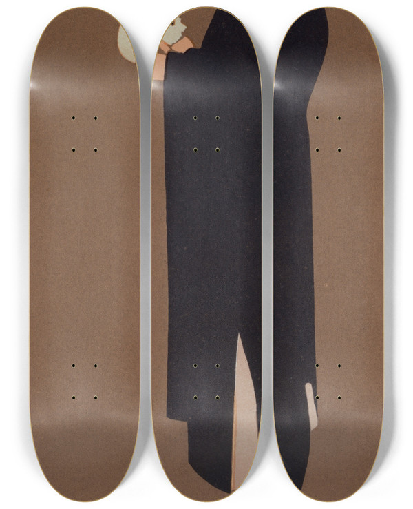 Triptych art skateboard deck of William Nicholson Hamlet by William Nicholson (1872-1949)